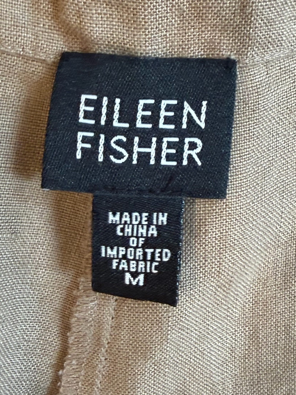 Eileen Fisher Tan Irish Linen Wide Leg Drawstring Cropped Pants Size M/L - Picture 11 of 13